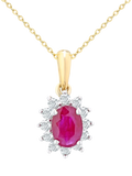 Mogul 9ct yellow gold ruby and diamond pendant, imported from the UK