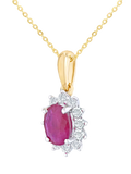Mogul 9ct yellow gold ruby and diamond pendant, imported from the UK
