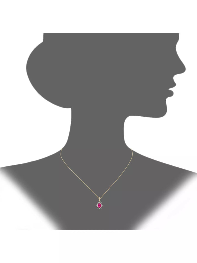 Mogul 9ct yellow gold ruby and diamond pendant, imported from the UK