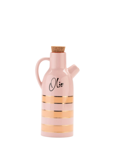 John Lewis Yvonne Ellen Striped Stoneware Olive Oil Pourer Pink- Buy online at McGrocer