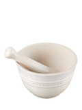 Le Creuset stoneware pestle and mortar in Meringue - British product
