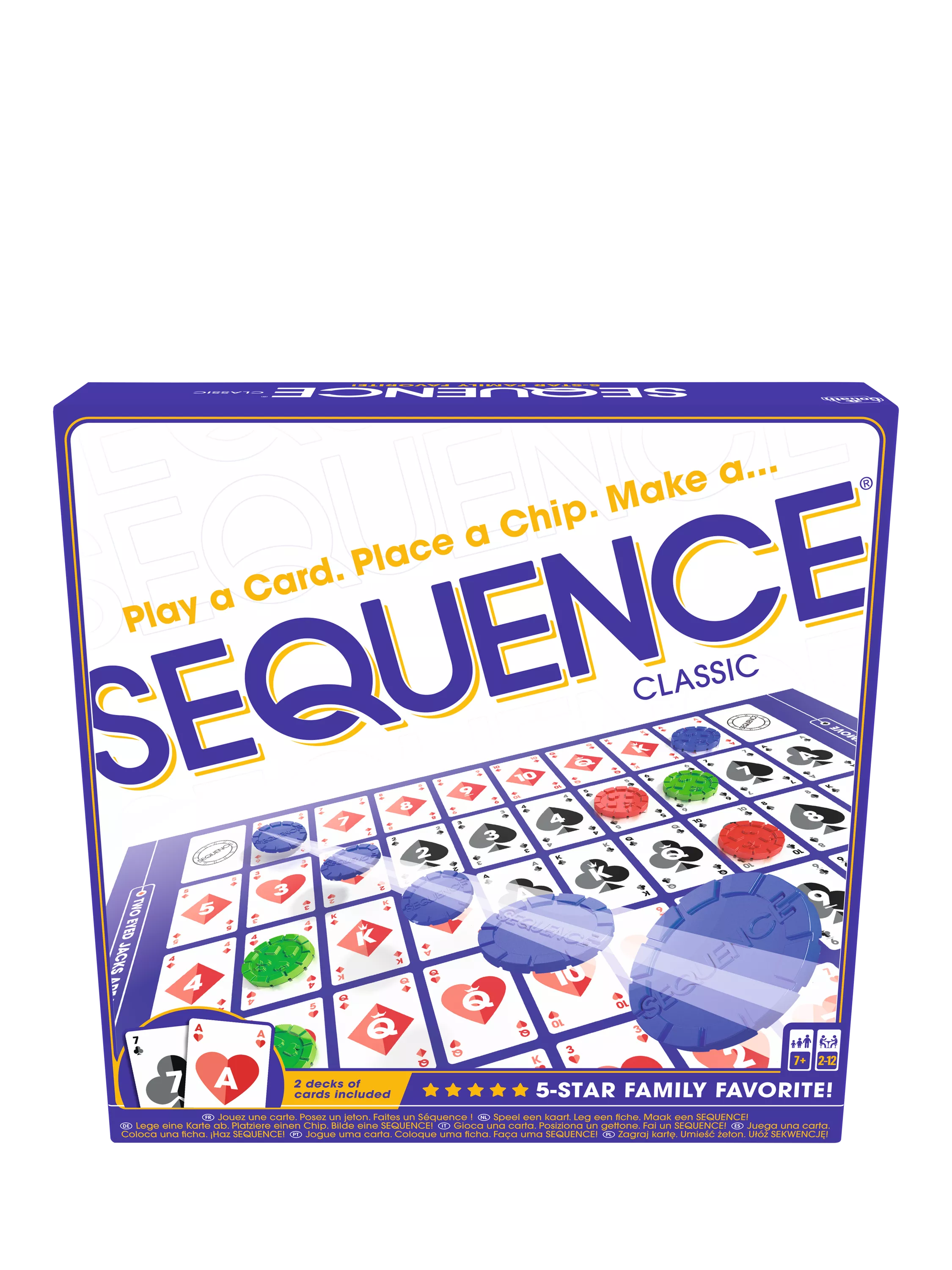 Goliath Sequence board game with chips and cards, UK version