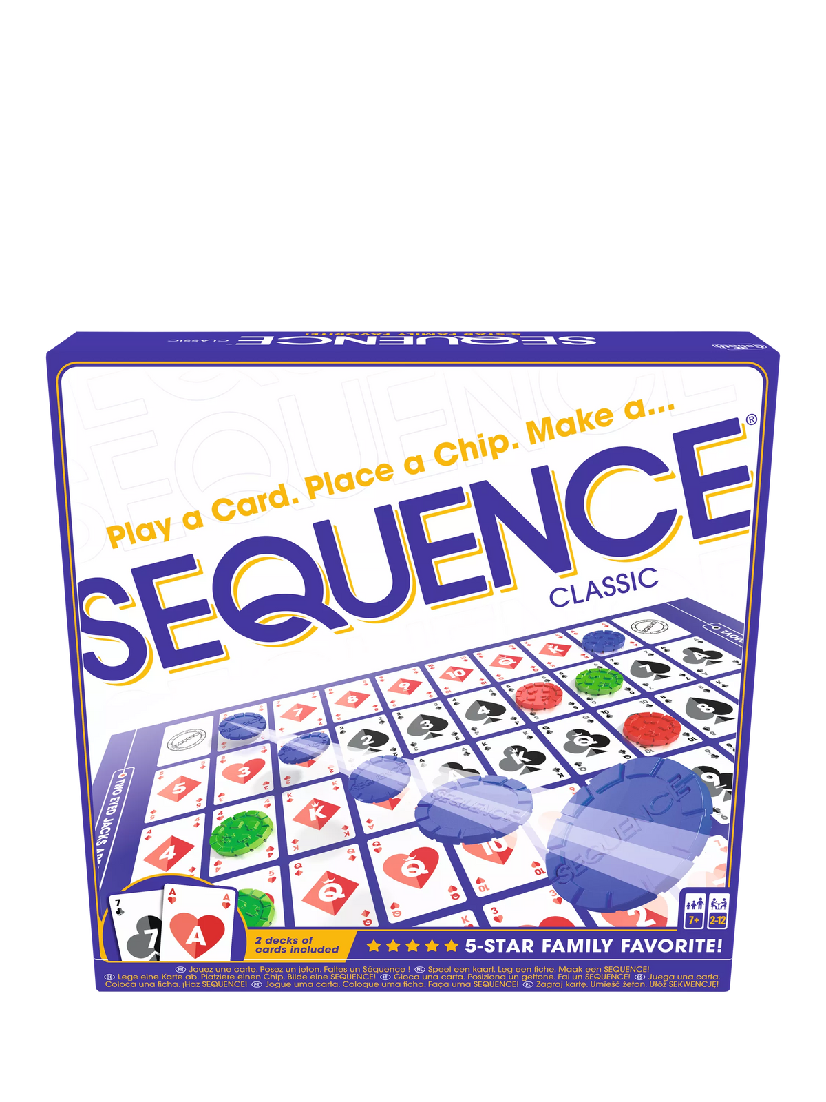 Goliath Sequence board game with chips and cards, UK version