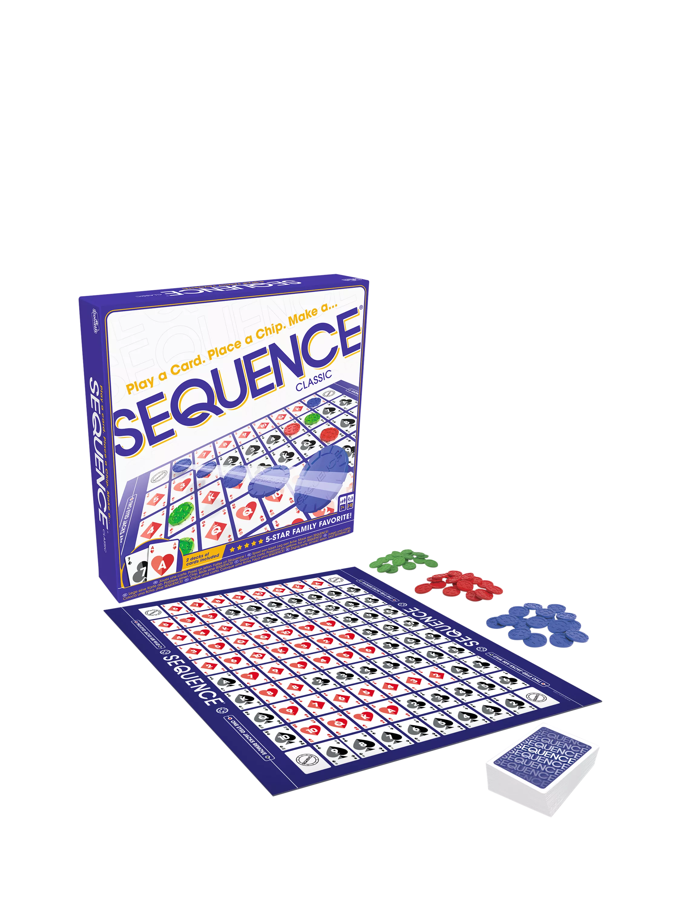 Goliath Sequence board game with chips and cards, UK version