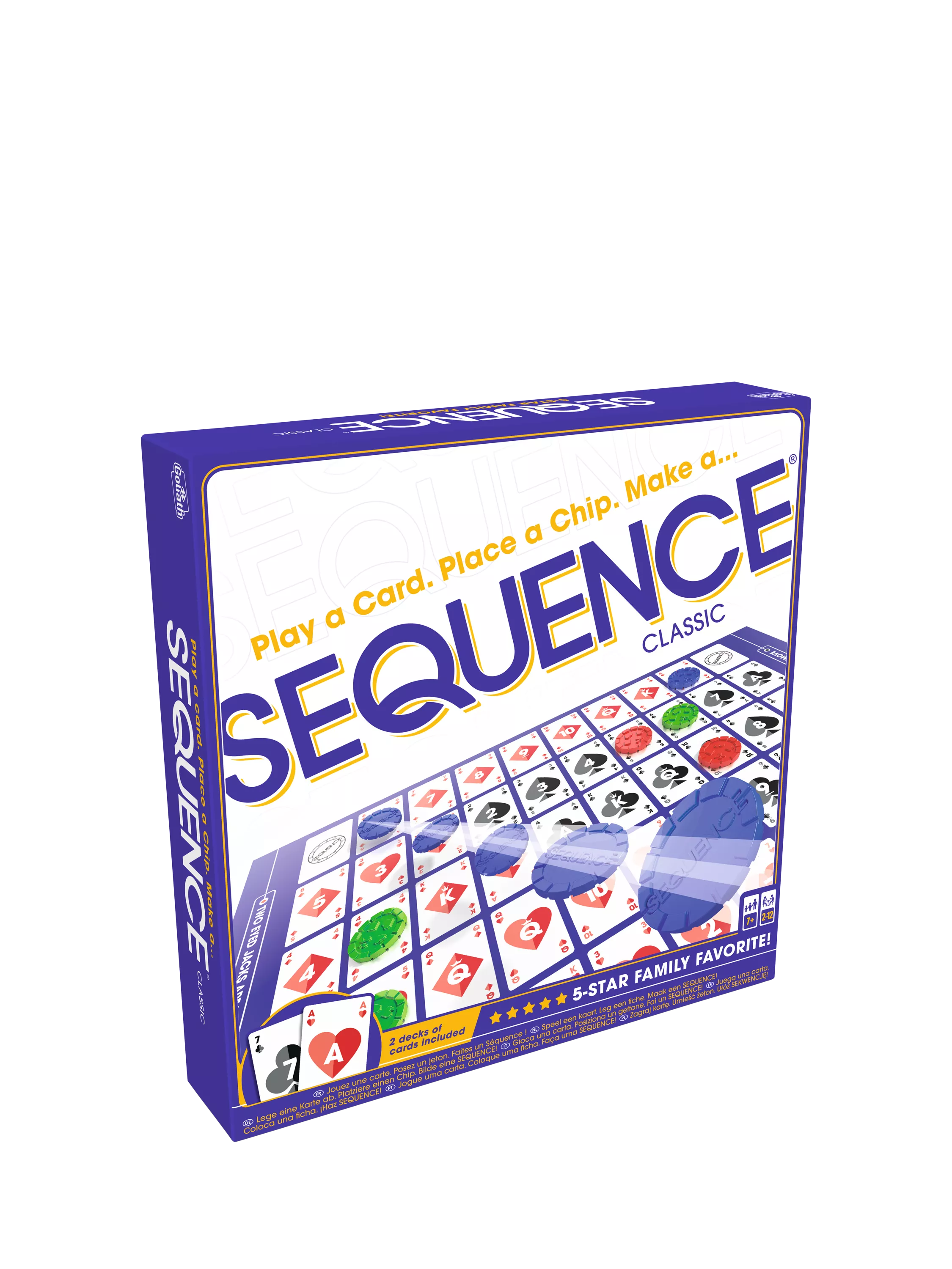 Goliath Sequence board game with chips and cards, UK version