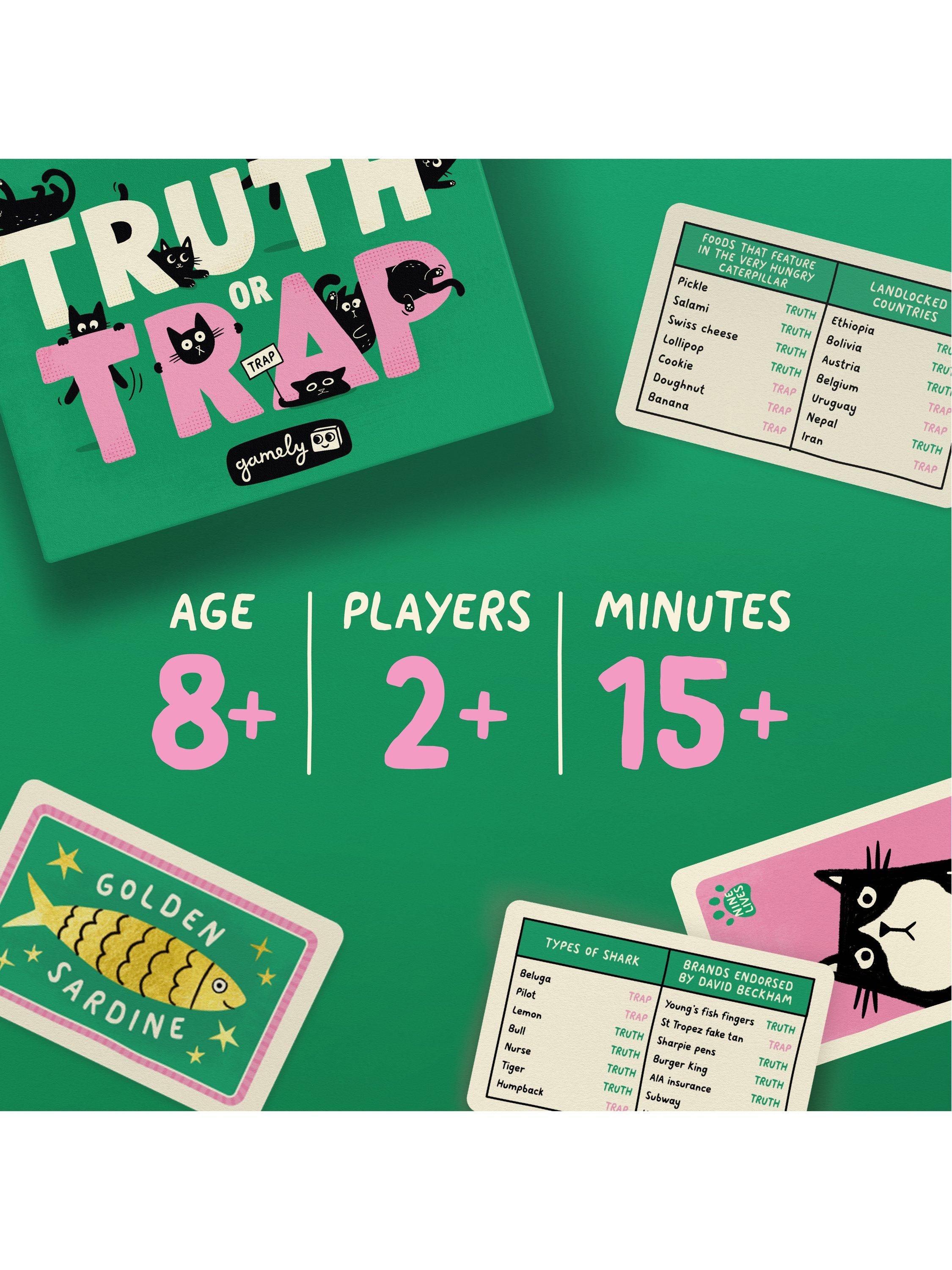 Gamely Truth or Trap bluffing party game - British product