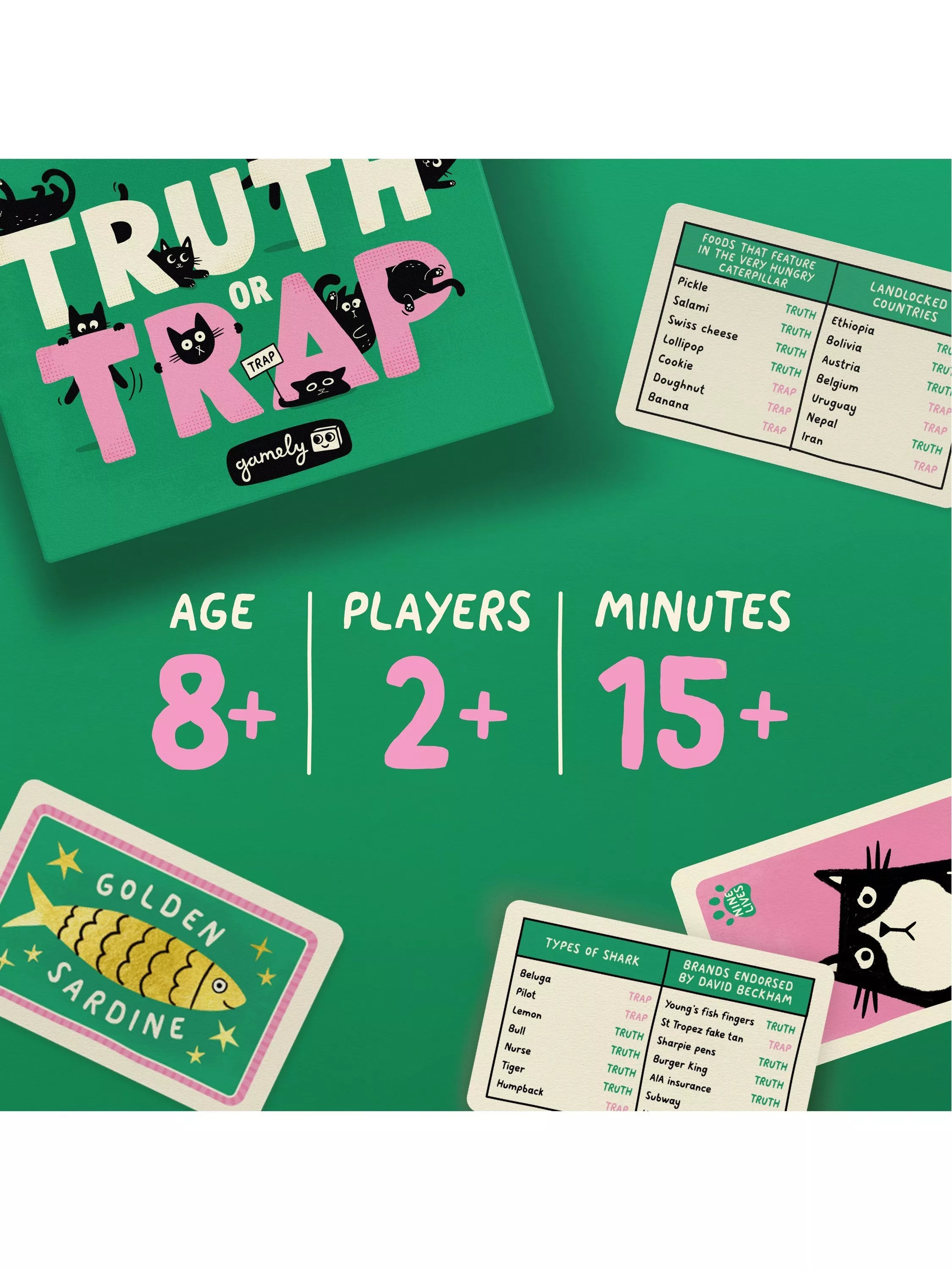 Gamely Truth or Trap bluffing party game - British product