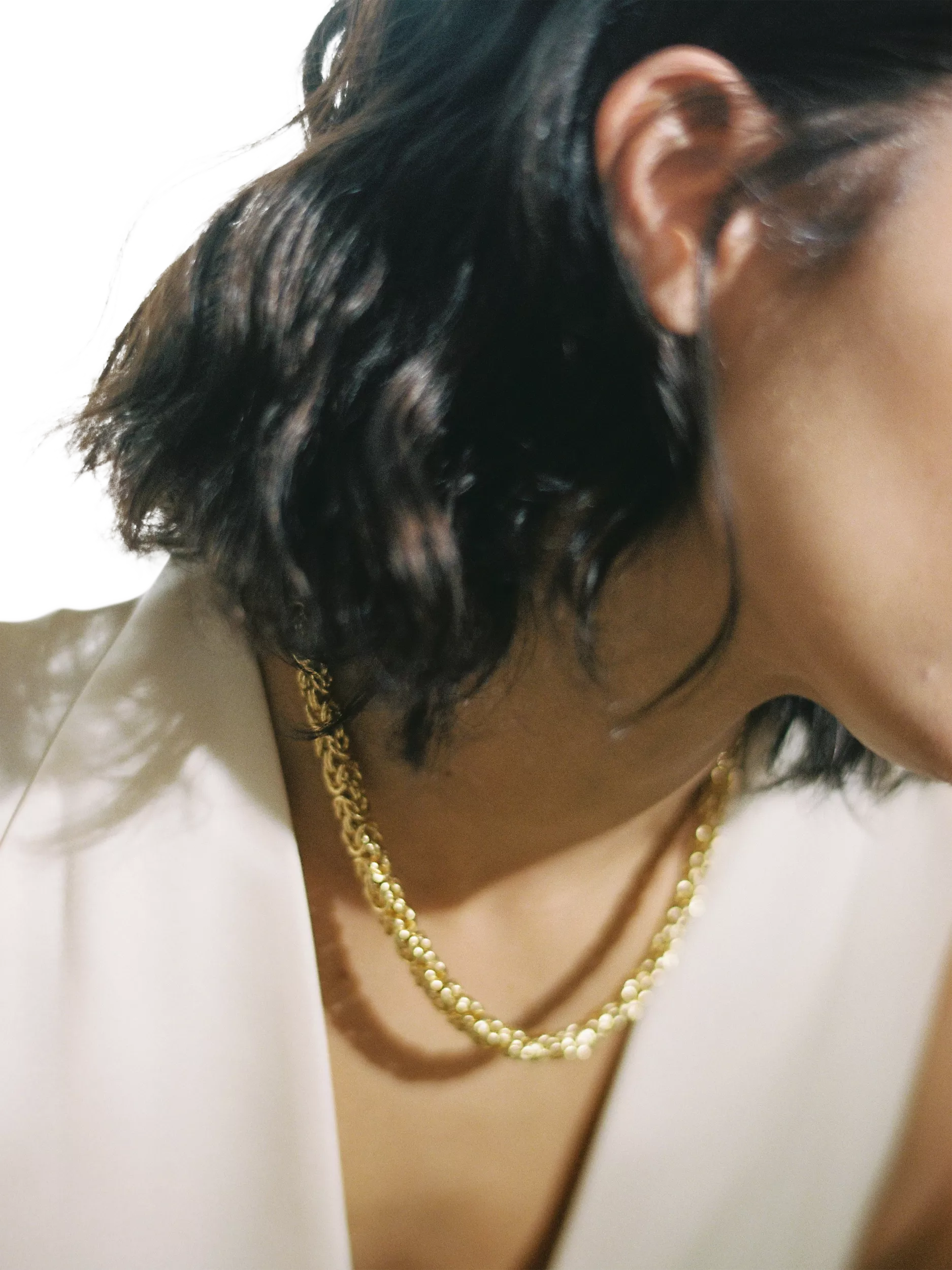 Shyla Cinque layered necklace gold plated brass - British product