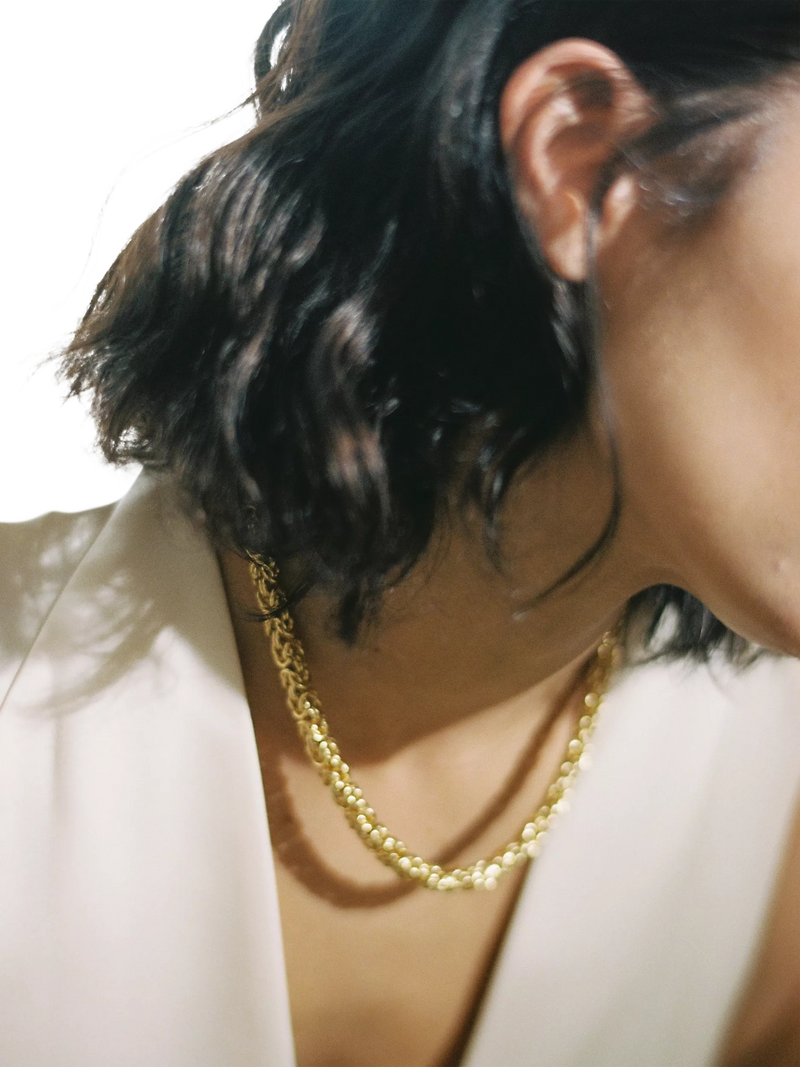Shyla Cinque layered necklace gold plated brass - British product