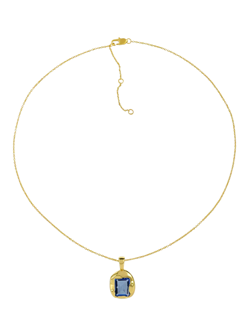 Shyla square crystal pendant necklace gold plated, UK version