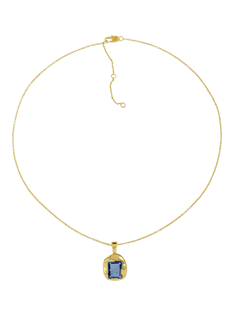 Shyla square crystal pendant necklace gold plated, UK version