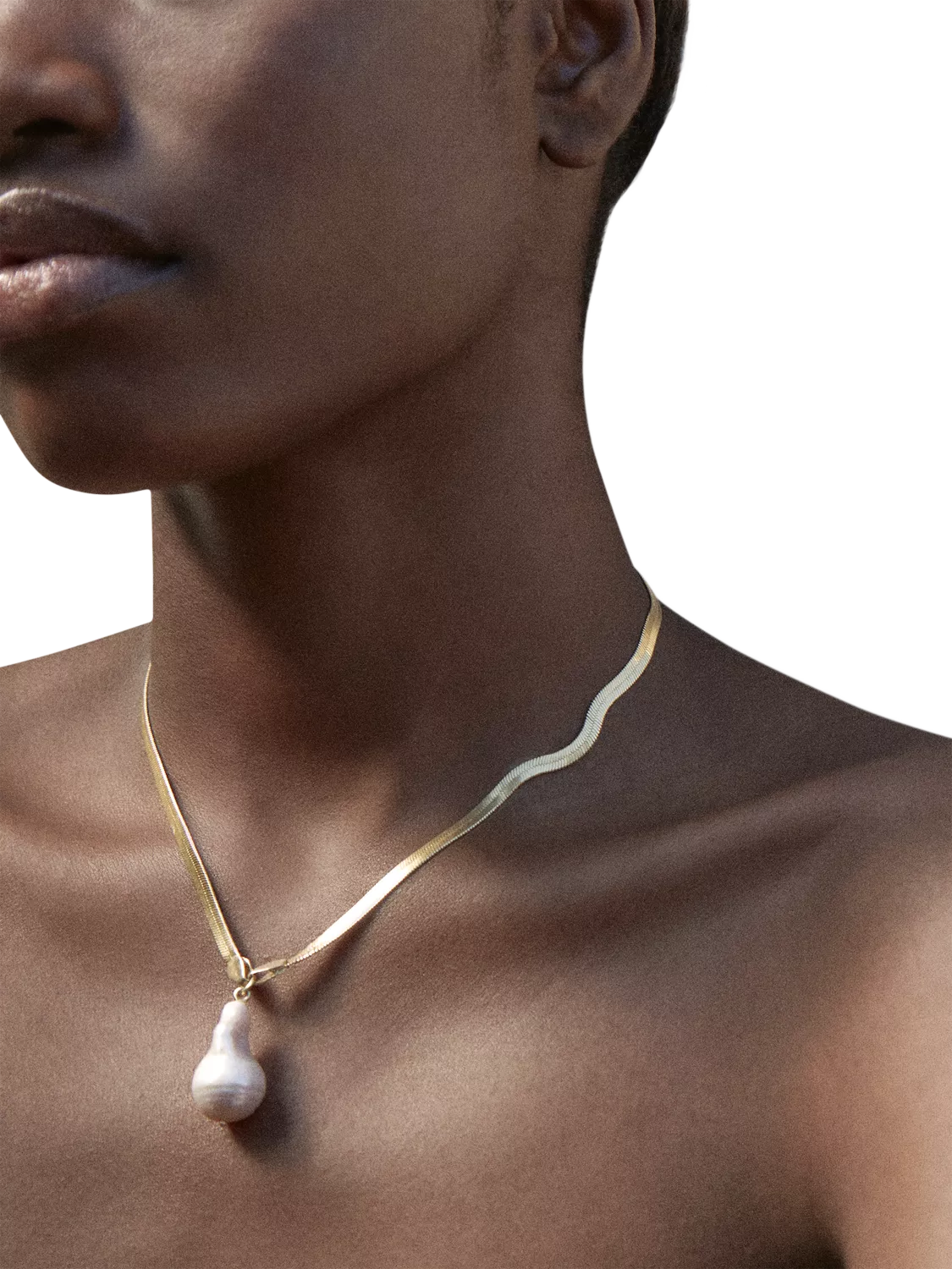 Shyla Gold Plated Serpentine Pearl Necklace, imported from the UK