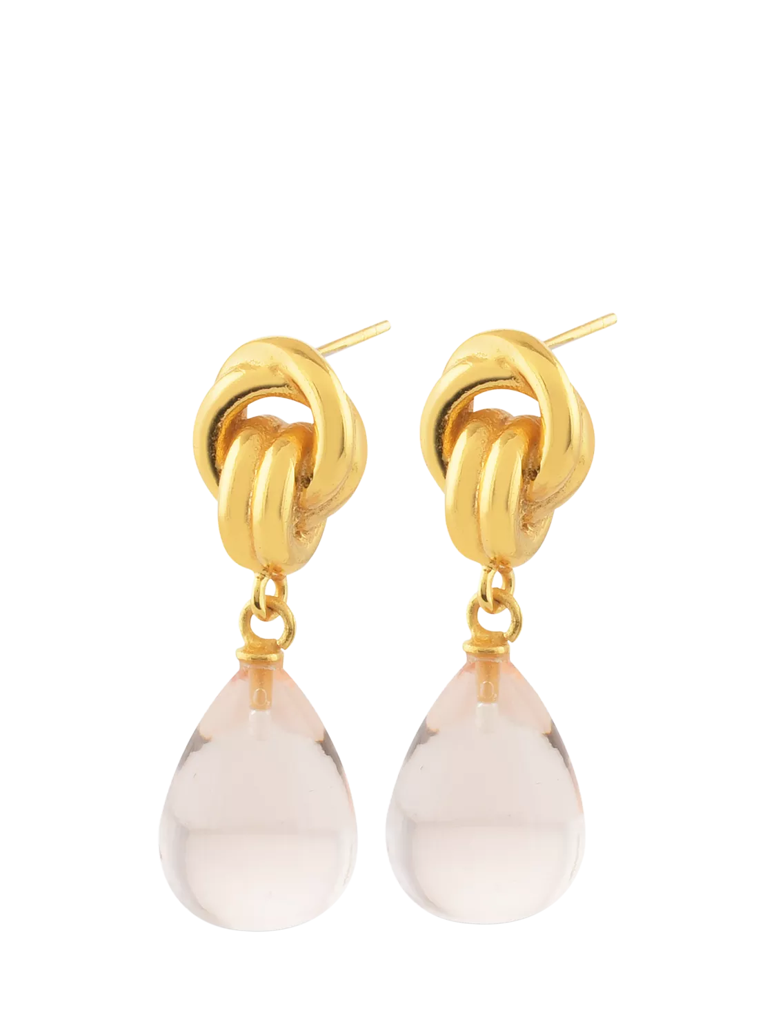 Shyla chunky knot drop earrings gold plated glass stone (British brand)
