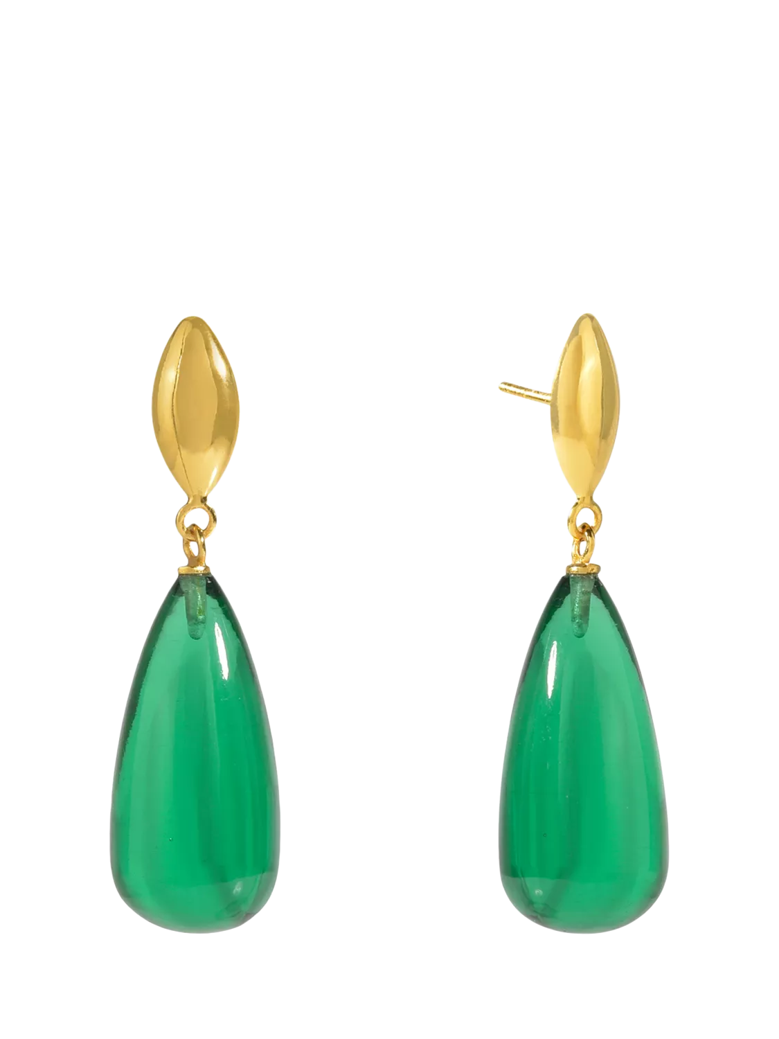 Shyla oval glass drop earrings gold plated - British product