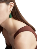 Shyla oval glass drop earrings gold plated - British product