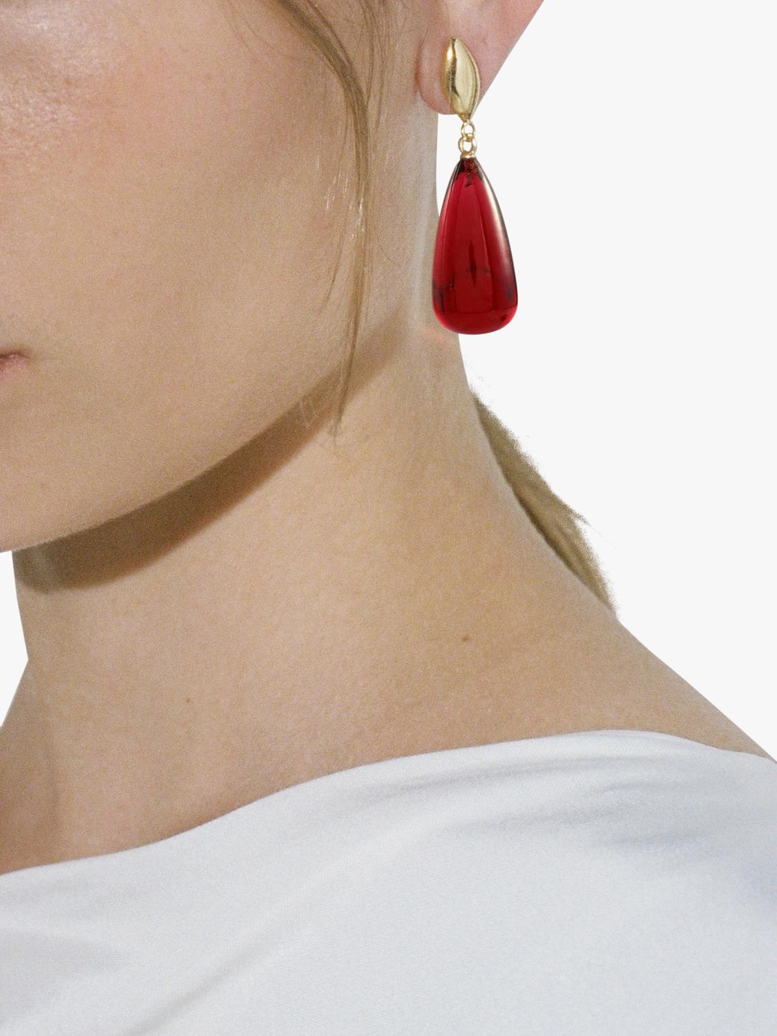 Shyla Corine Oval Ruby drop earrings in gold (British brand)