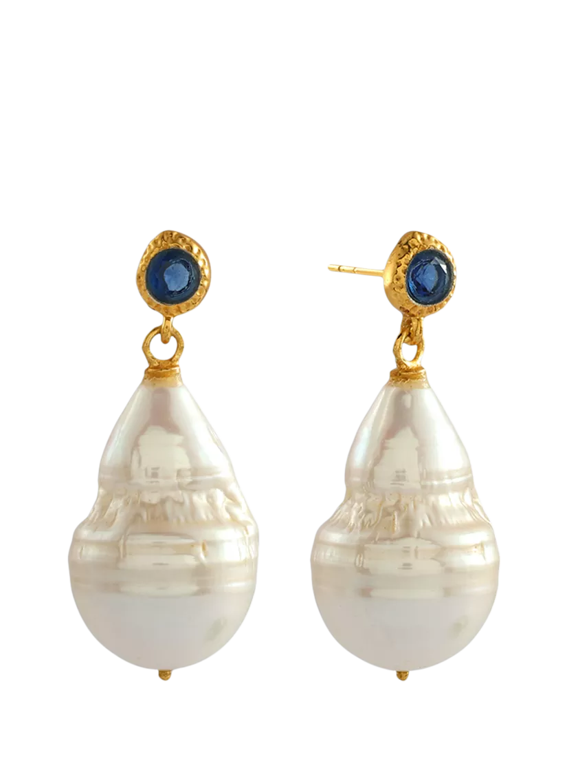 Shyla pearl drop earrings gold plated baroque pearl (British brand)