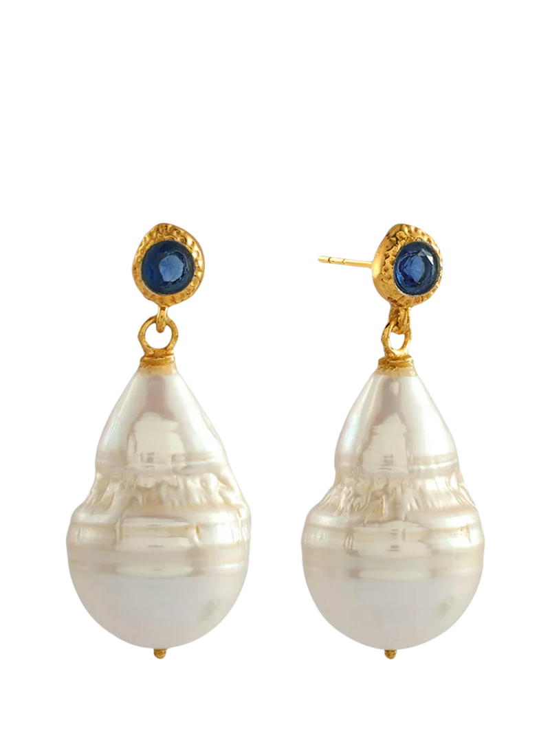 Shyla pearl drop earrings gold plated baroque pearl (British brand)