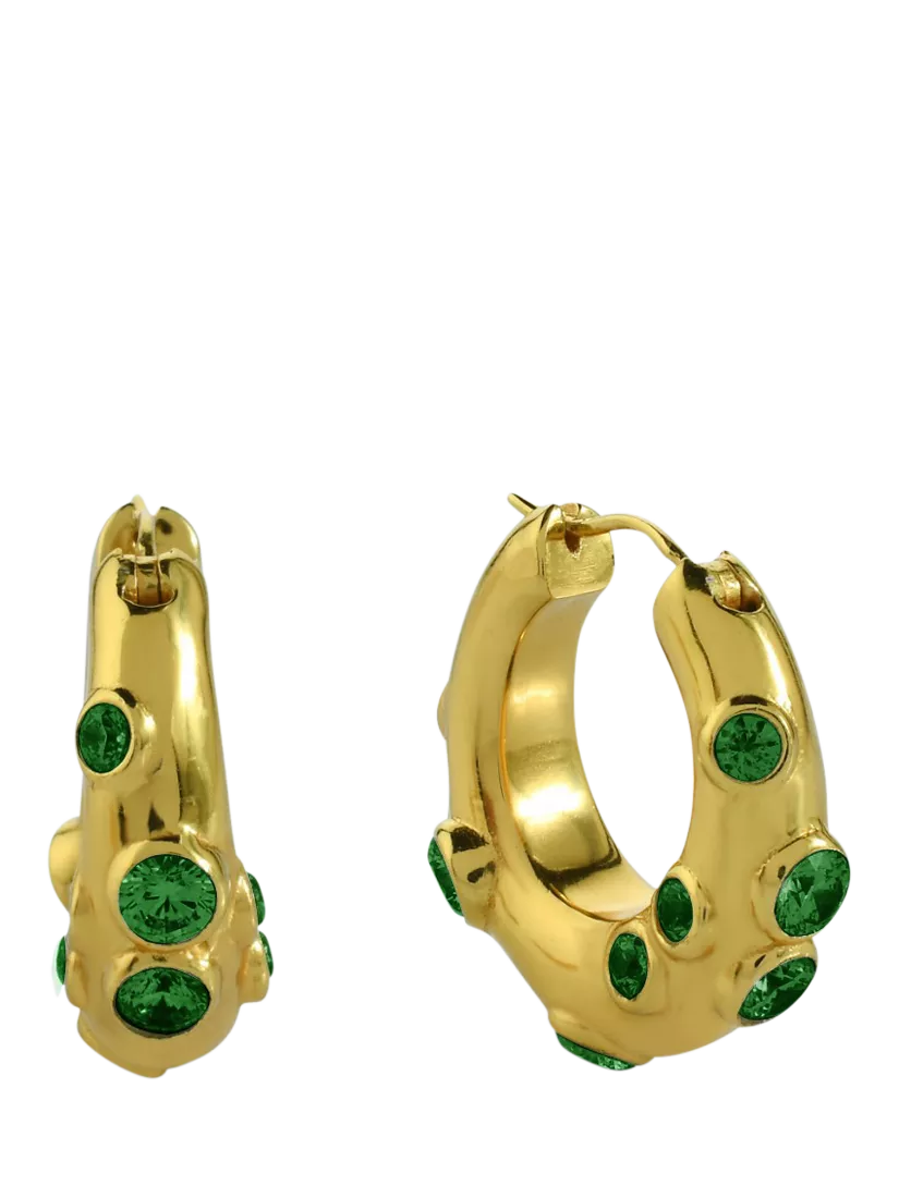 Shyla Oren crystal hoop earrings gold plated - British product