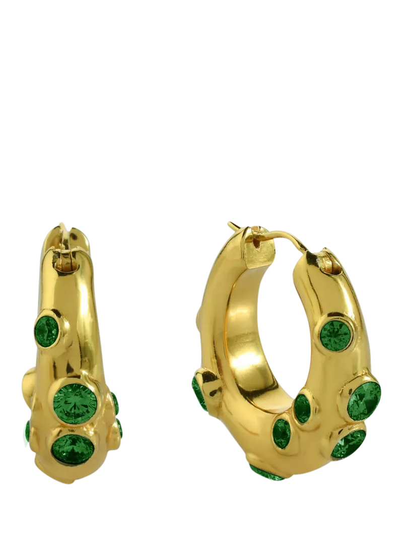 Shyla Oren crystal hoop earrings gold plated - British product