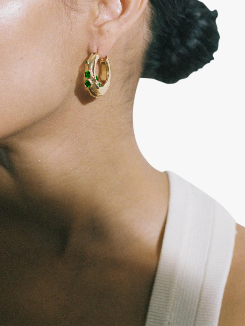 Shyla Oren crystal hoop earrings gold plated - British product