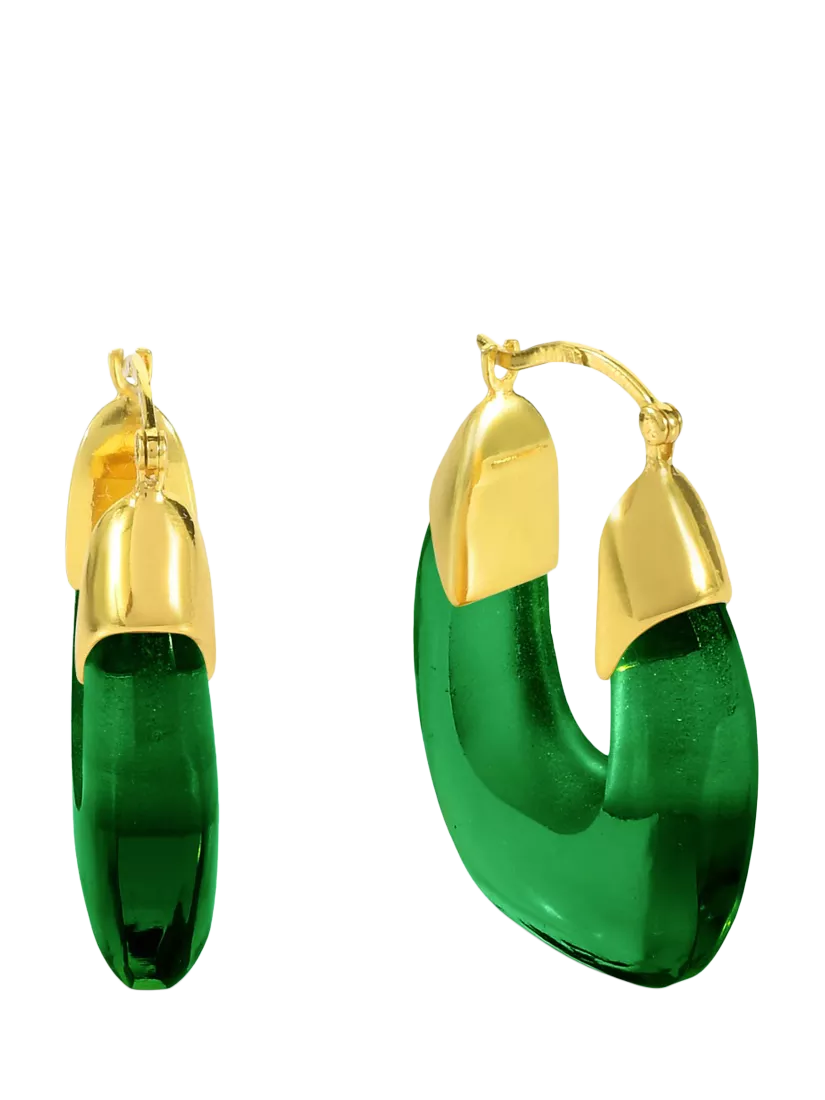 Shyla Rafelli Glass Hoop Earrings gold, UK version