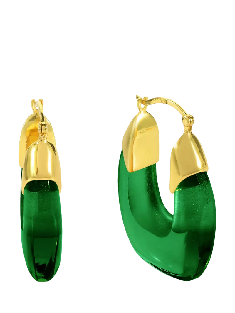 Shyla Rafelli Glass Hoop Earrings gold, UK version