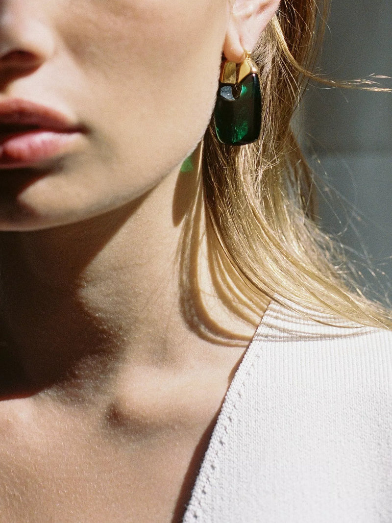 Shyla Rafelli Glass Hoop Earrings gold, UK version