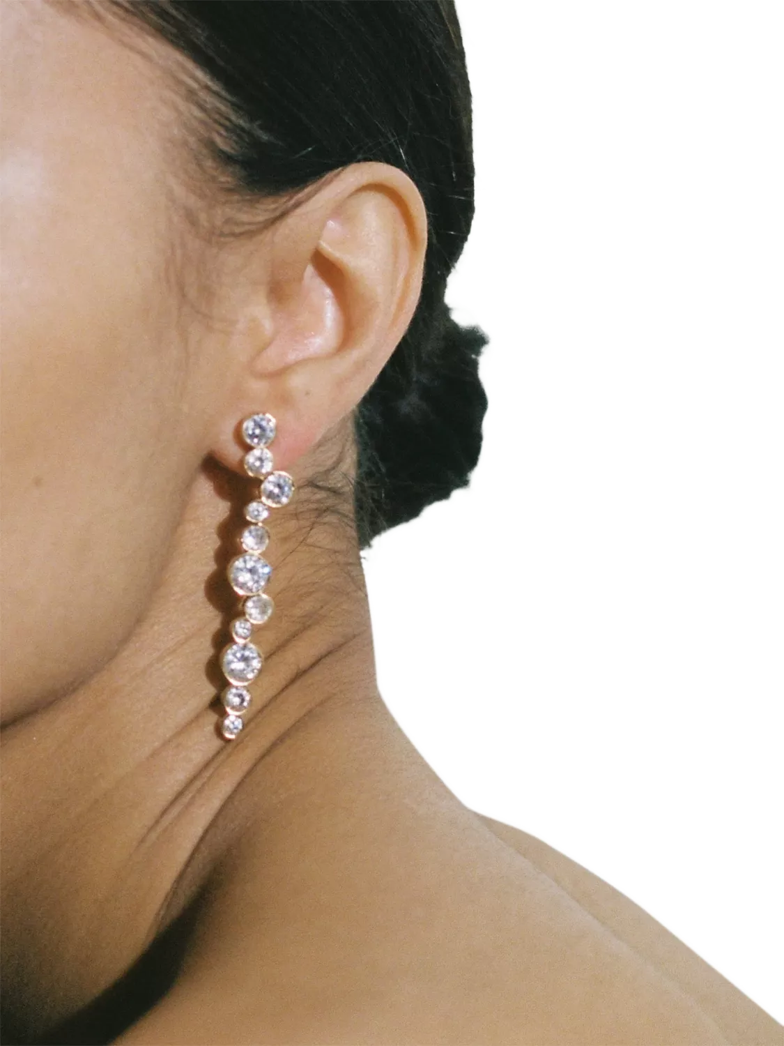 Shyla tier crystal drop earrings clear, imported from the UK