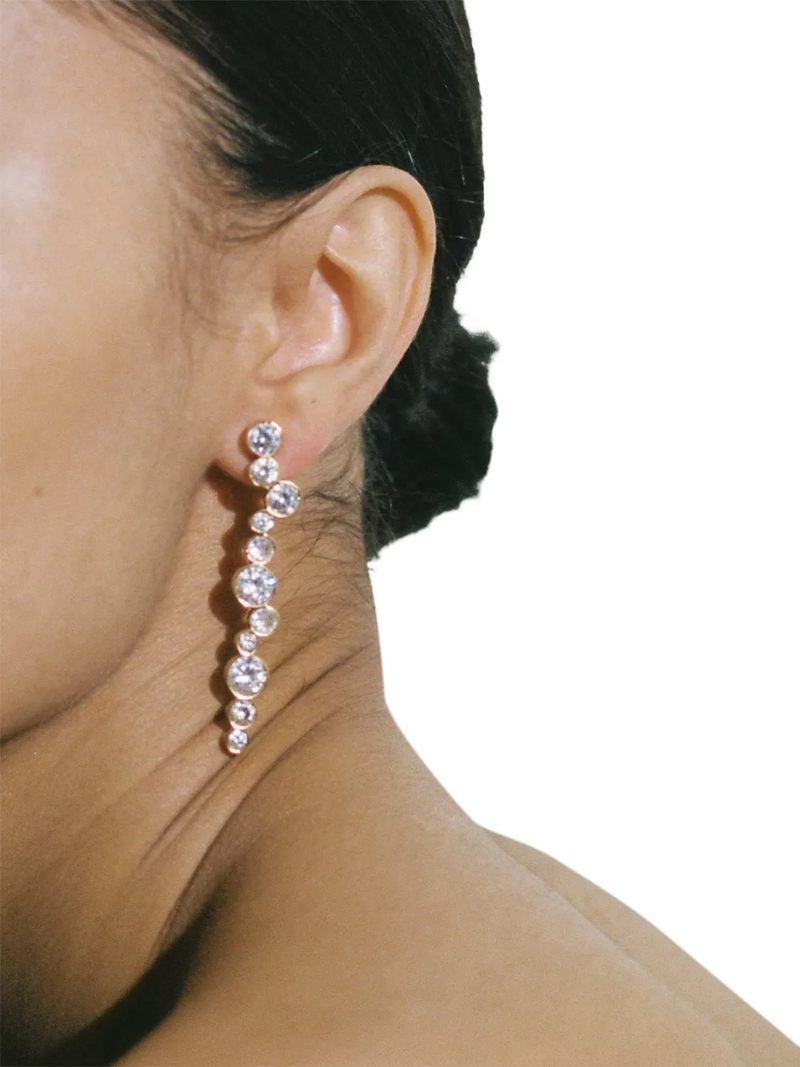 Shyla tier crystal drop earrings clear, imported from the UK