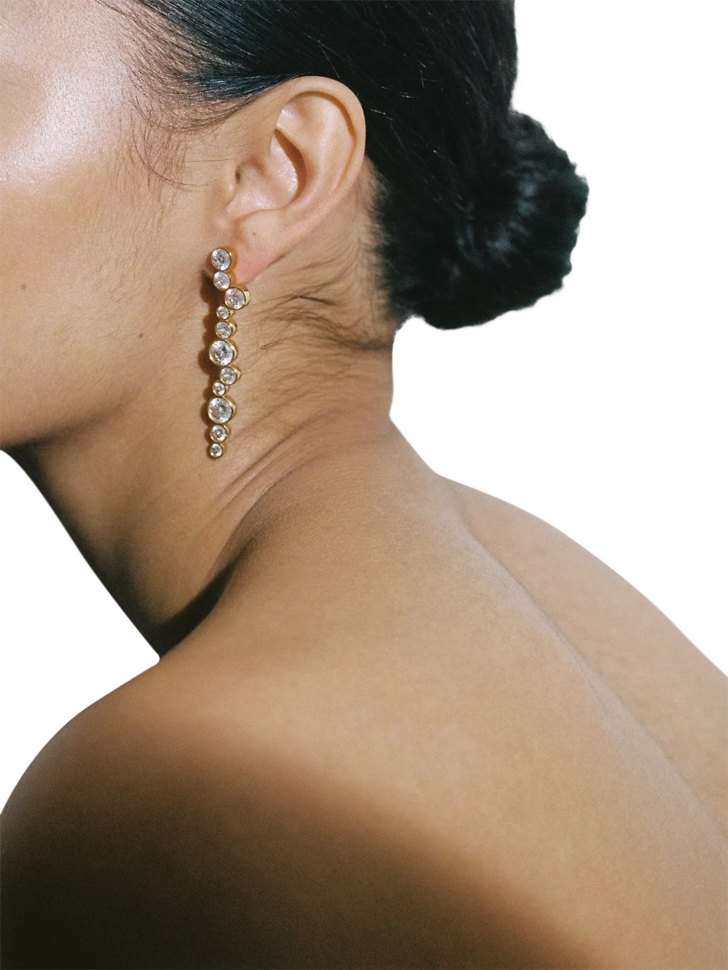 Shyla tier crystal drop earrings clear, imported from the UK