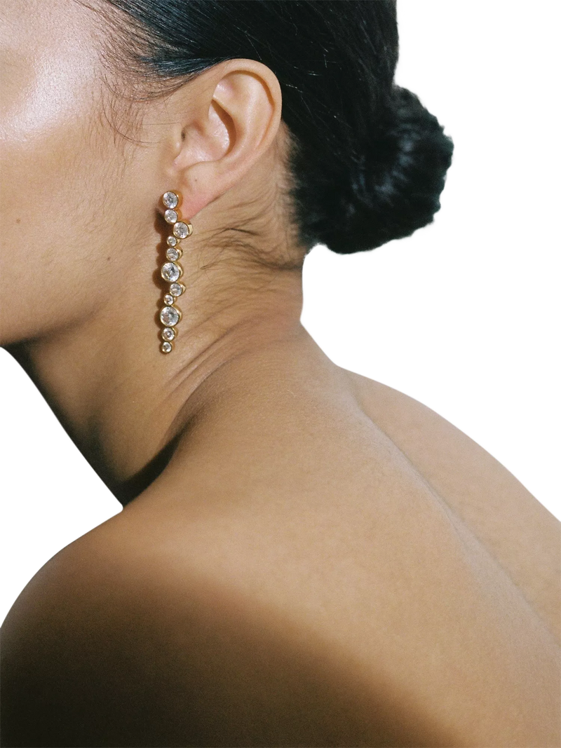 Shyla tier crystal drop earrings clear, imported from the UK
