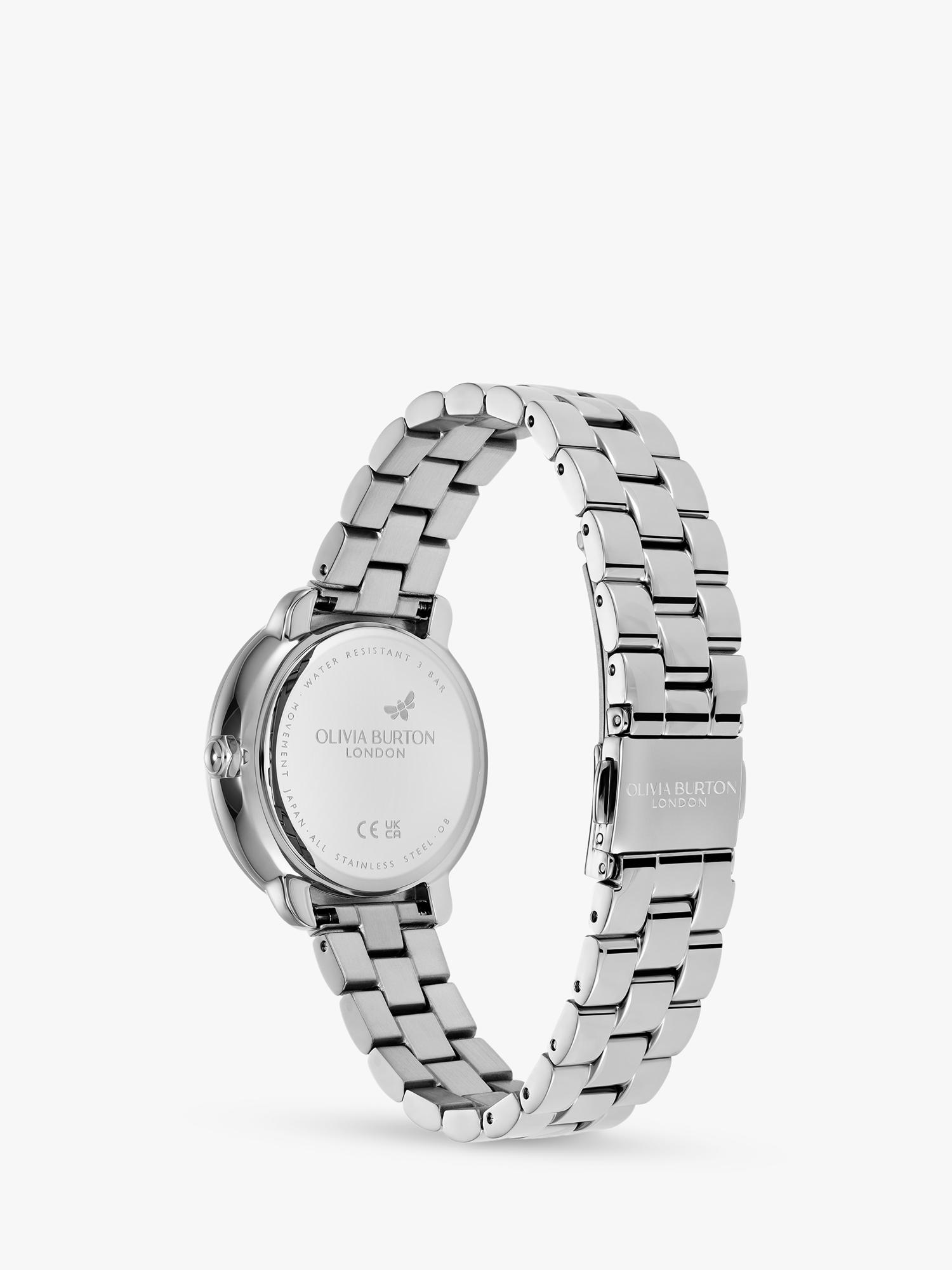 Olivia Burton women's moonphase watch pink dial stainless steel - British product