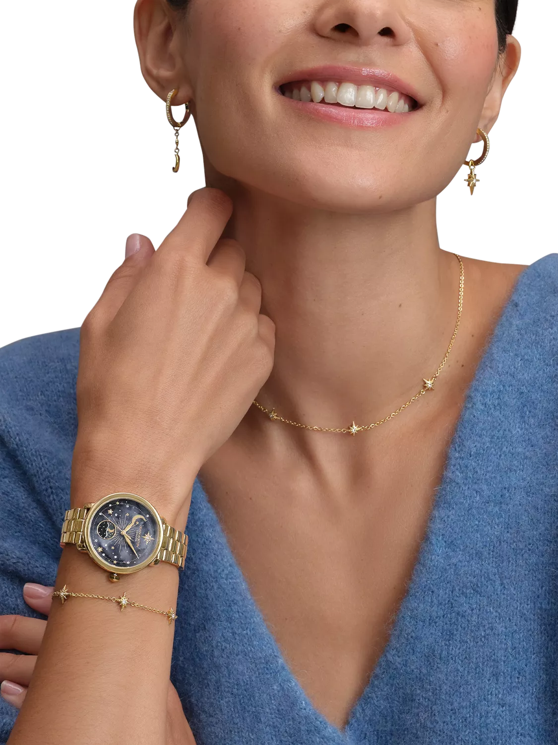 Olivia Burton women's moonphase watch pink dial stainless steel - British product
