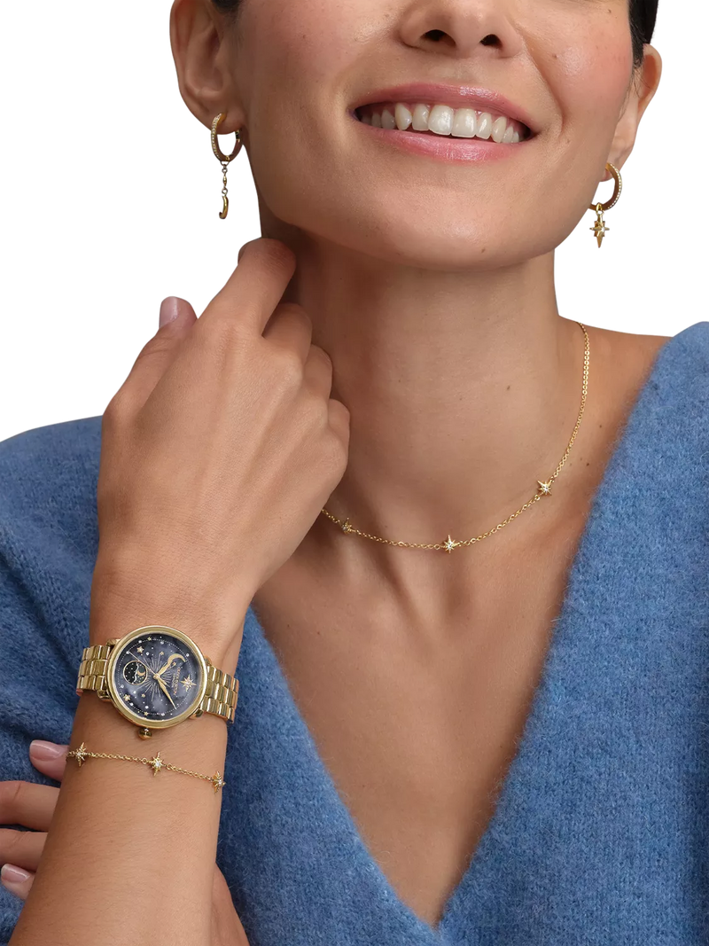 Olivia Burton women's moonphase watch pink dial stainless steel - British product