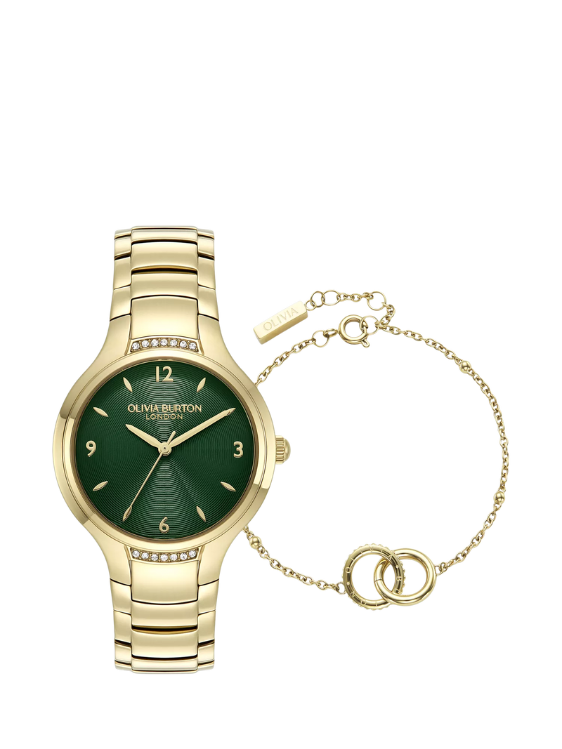 Olivia Burton watch and bracelet set gold 34mm (British brand)