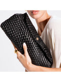 Dune London Encourage clutch bag with woven synthetic finish, imported from the UK