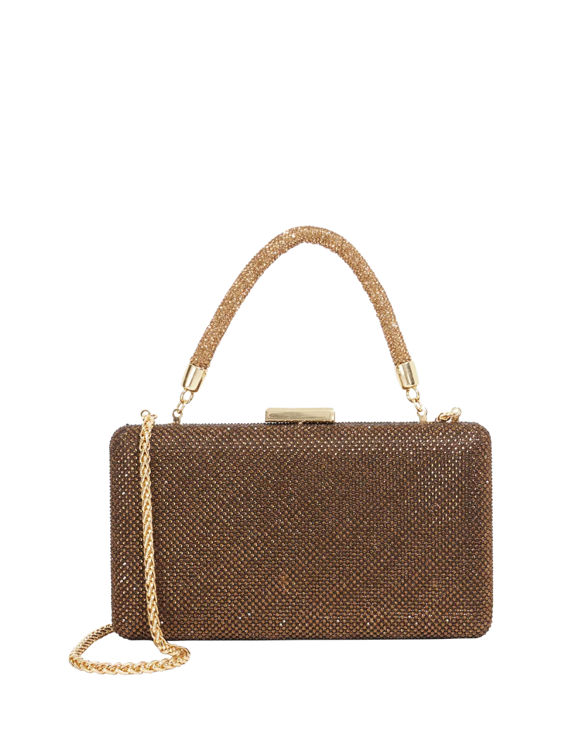 Dune London diamante handle clutch bag in bronze (British brand)