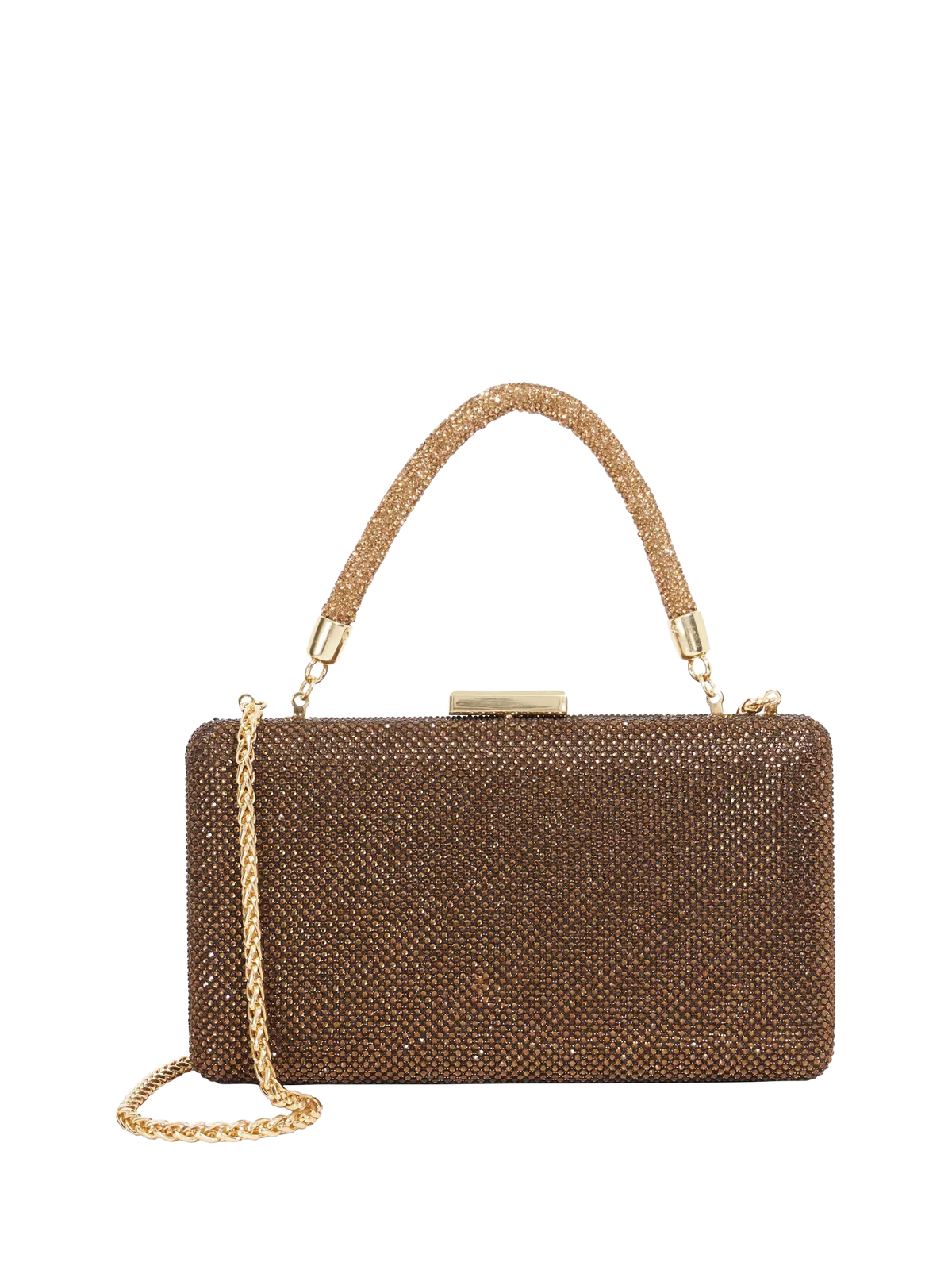 Dune London diamante handle clutch bag in bronze (British brand)