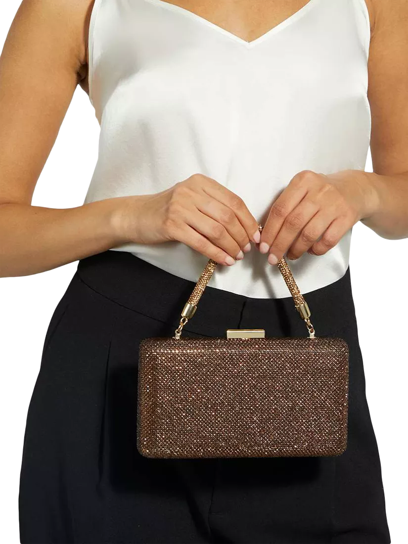 Dune London diamante handle clutch bag in bronze (British brand)