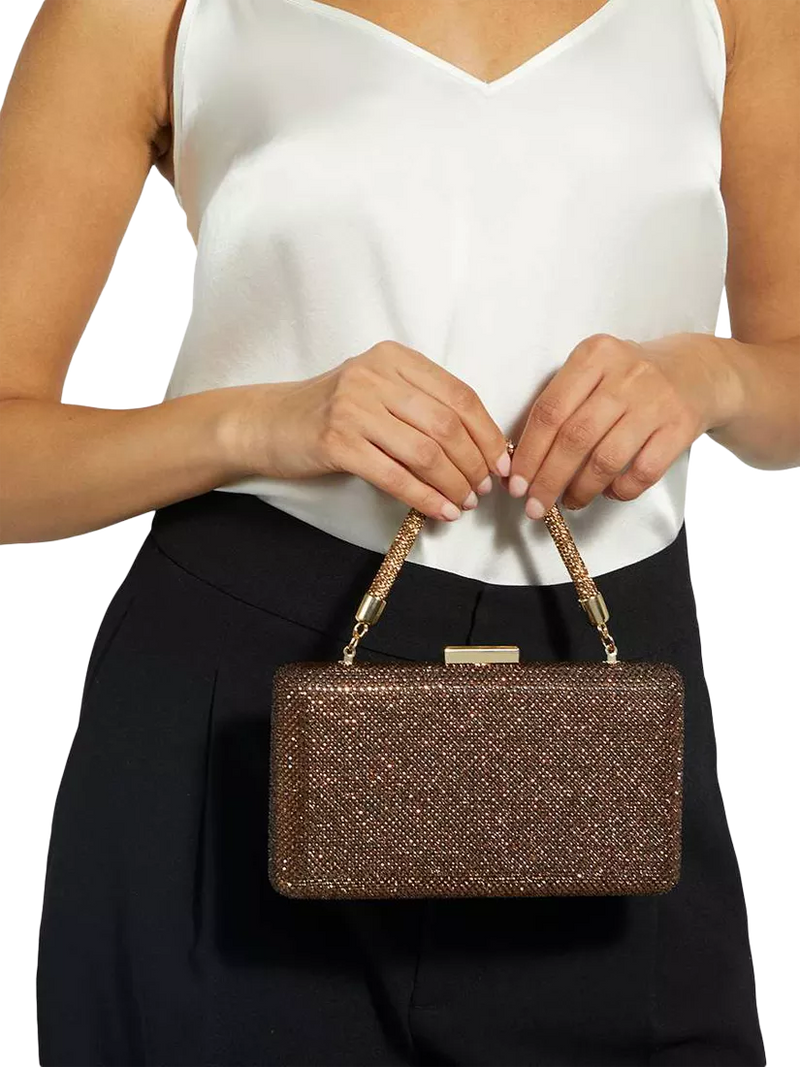 Dune London diamante handle clutch bag in bronze (British brand)