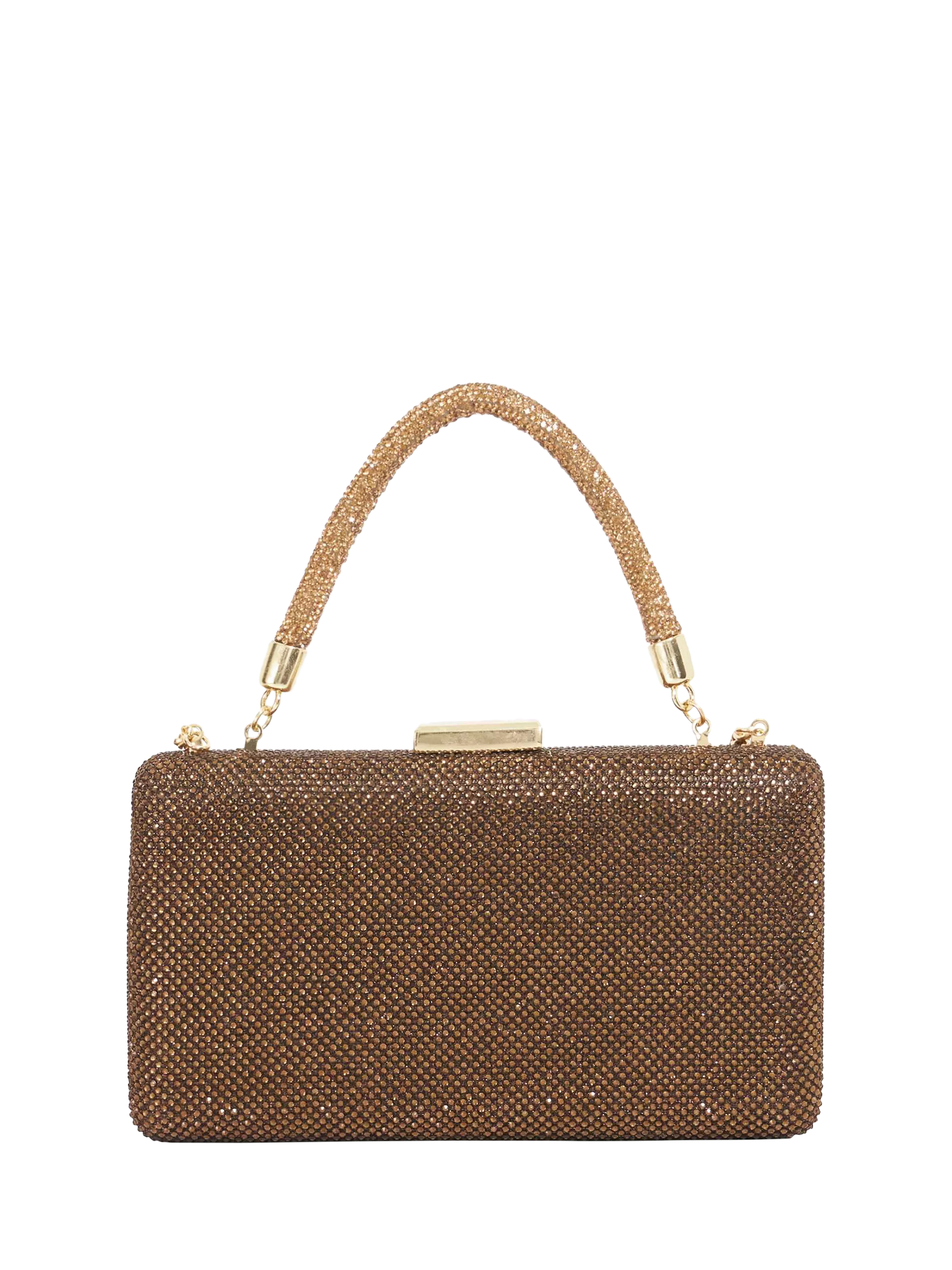 Dune London diamante handle clutch bag in bronze (British brand)