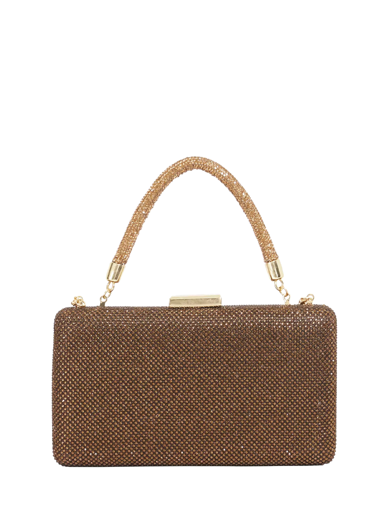 Dune London diamante handle clutch bag in bronze (British brand)