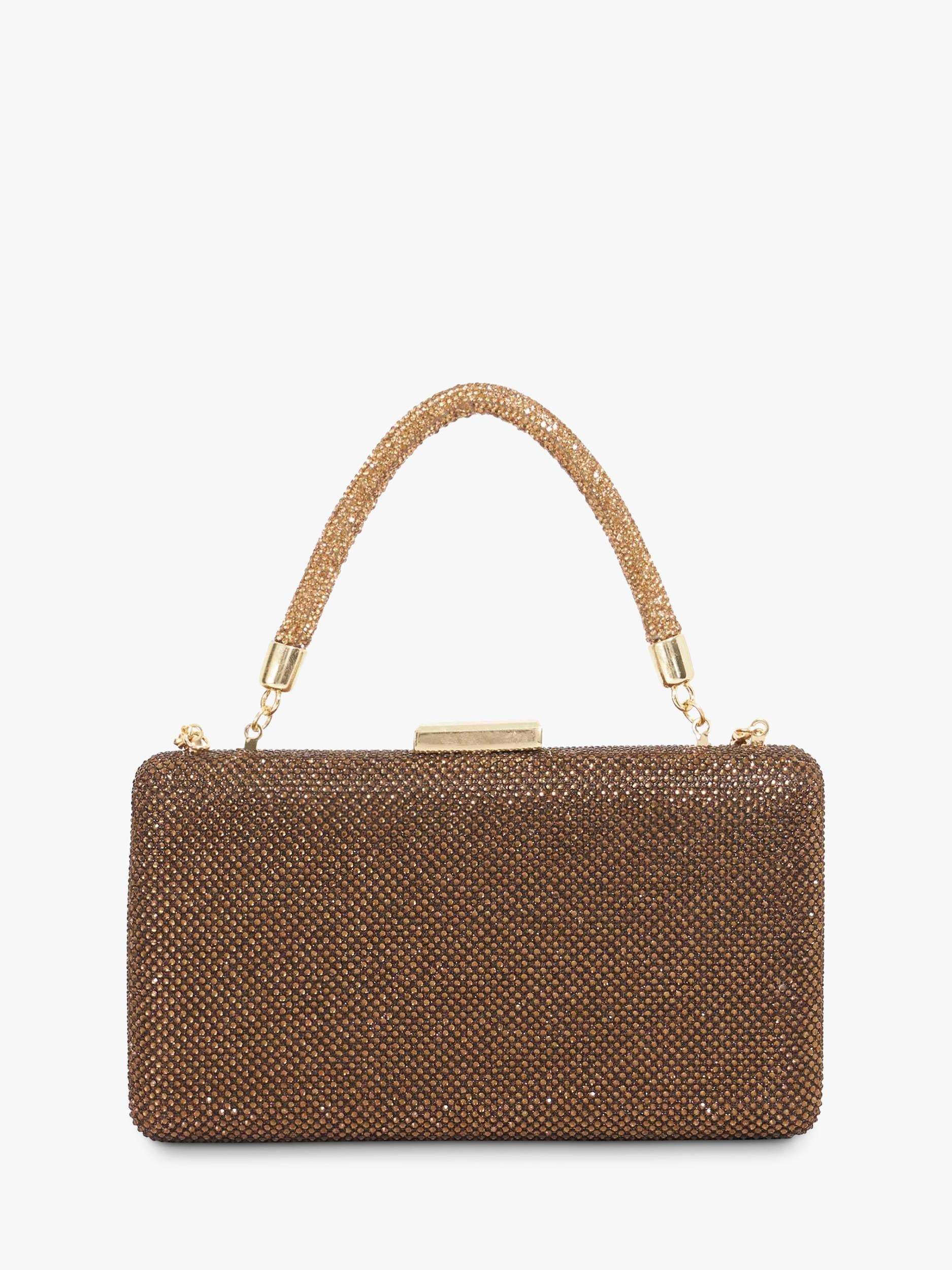 Dune London diamante handle clutch bag in bronze (British brand)