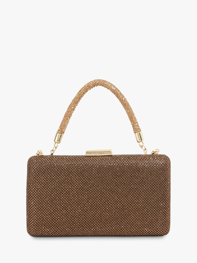 Dune London diamante handle clutch bag in bronze (British brand)