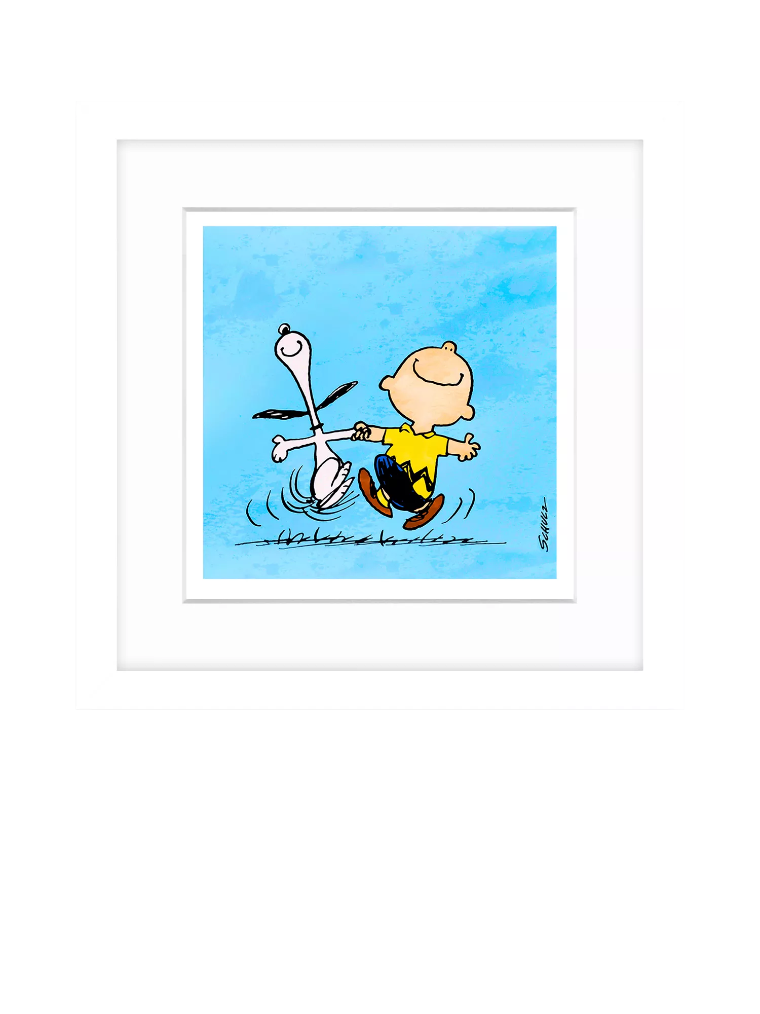 John Lewis Peanuts framed print Snoopy Charlie Brown 22cm, UK version
