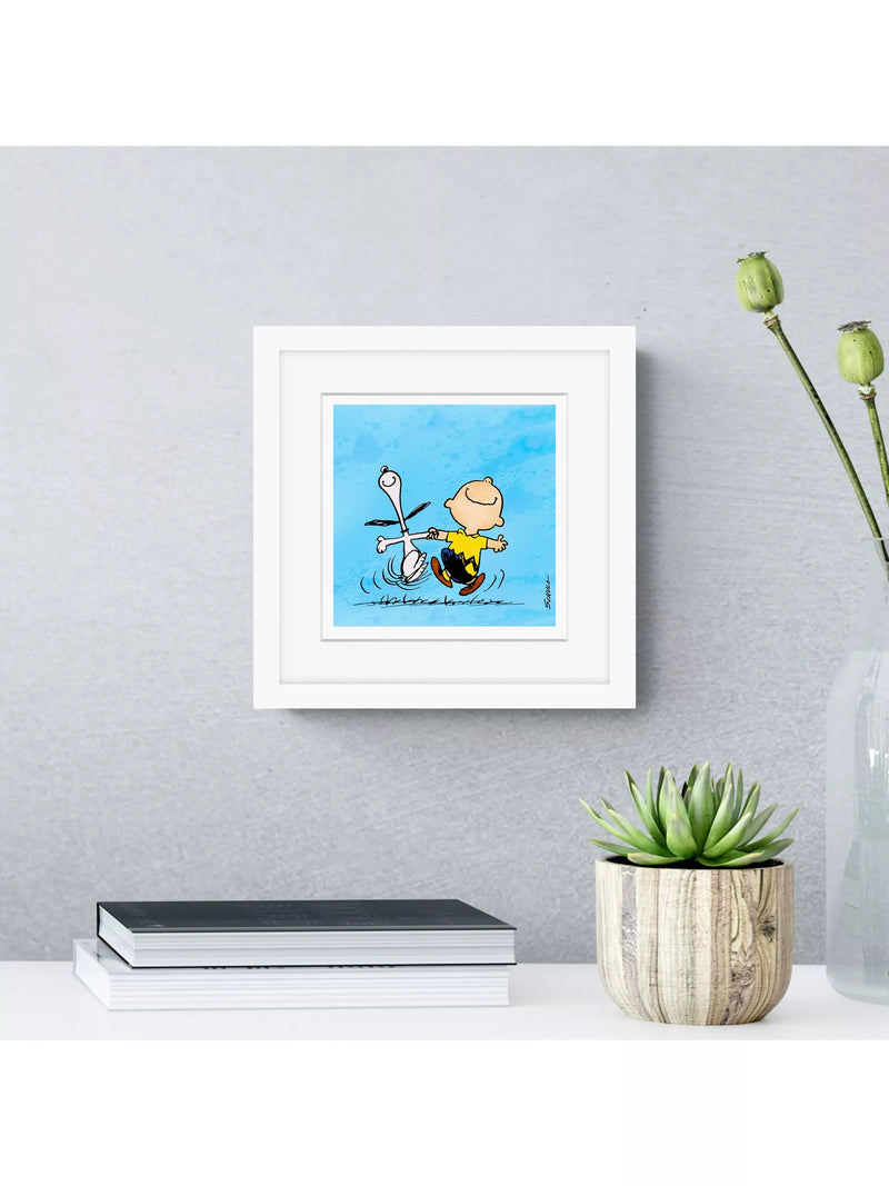 John Lewis Peanuts framed print Snoopy Charlie Brown 22cm, UK version