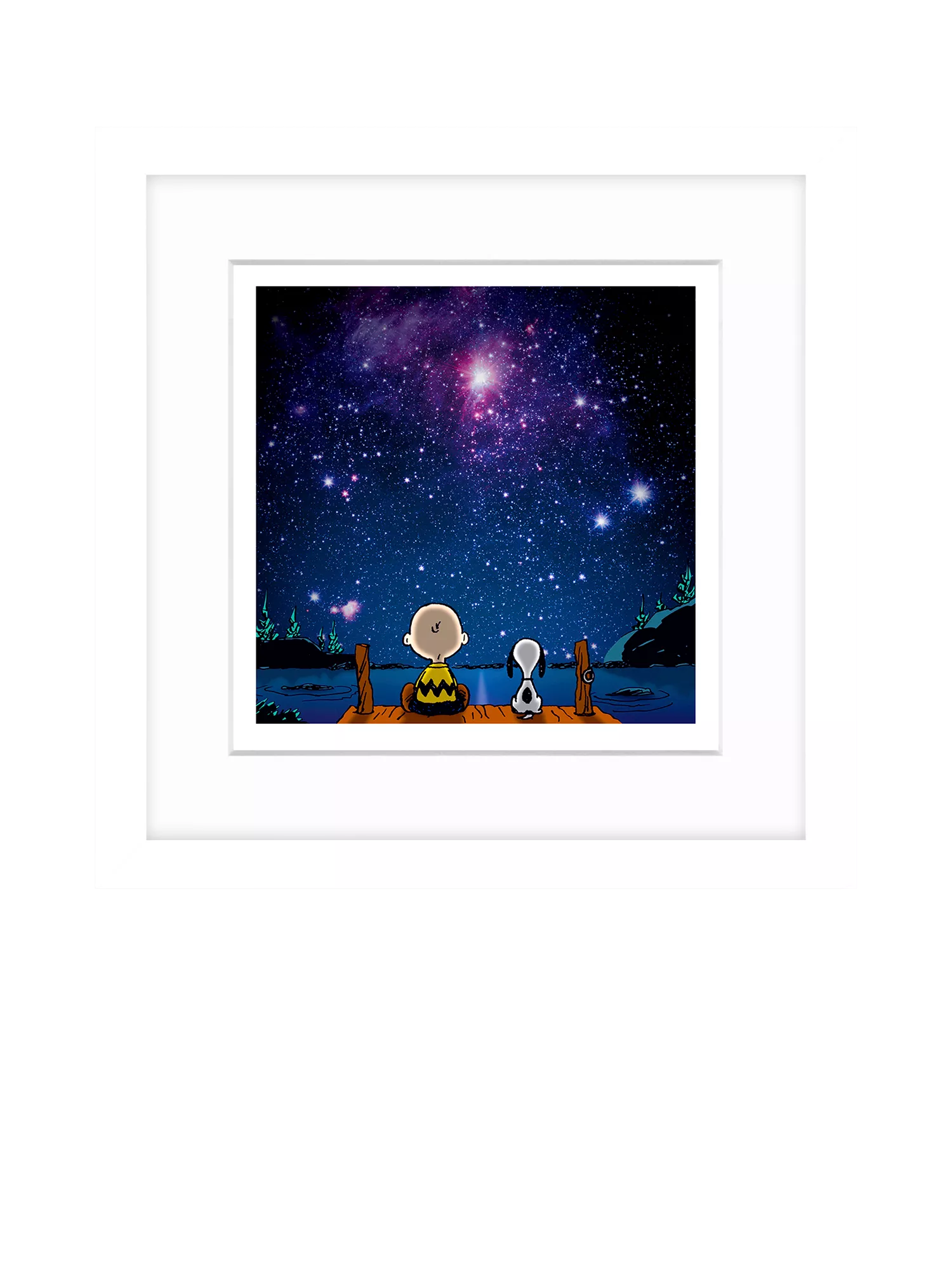 John Lewis Peanuts framed print Snoopy and Charlie stargazing 22x22cm, UK version