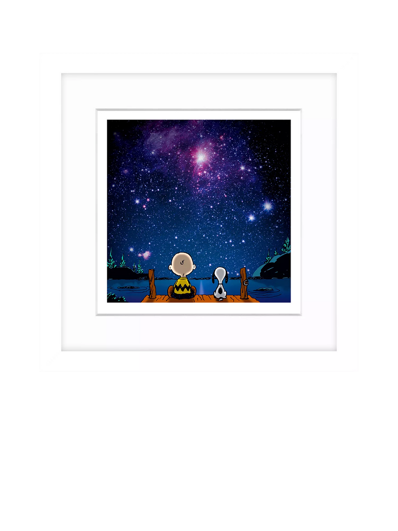 John Lewis Peanuts framed print Snoopy and Charlie stargazing 22x22cm, UK version