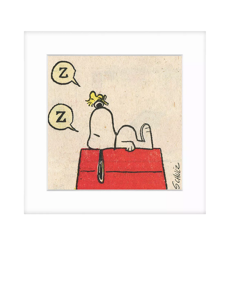 John Lewis framed print Snoopy Sleep Red 22x22cm, imported from the UK